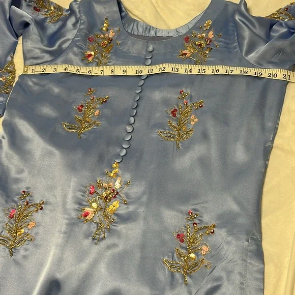 Shalwar kameez organza Duppatta blue size small. Indian Pakistani wear. - Picture 9 of 17